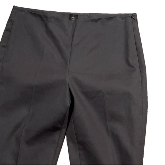 Saks Fifth Avenue Slim Leg Side-Zip Pants Sz 4 Cotton Blend Brown-Blackish Grey - Picture 4 of 5